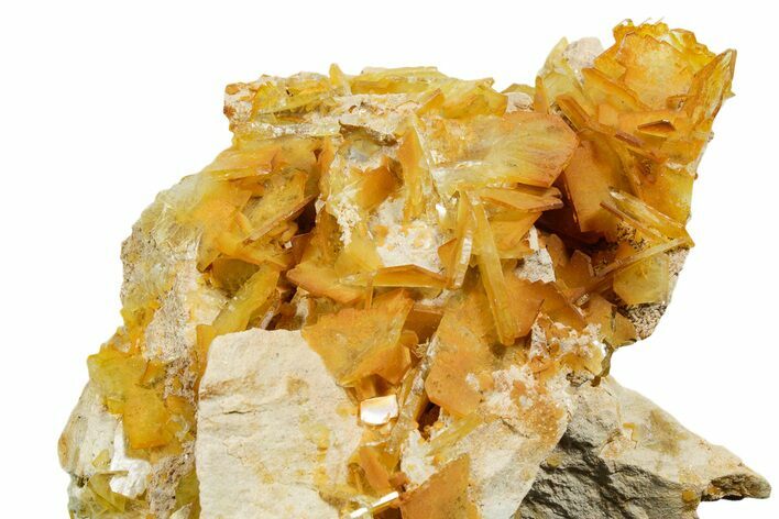 Lustrous Yellow-Orange Bladed Barite Crystal Cluster - Peru #330476